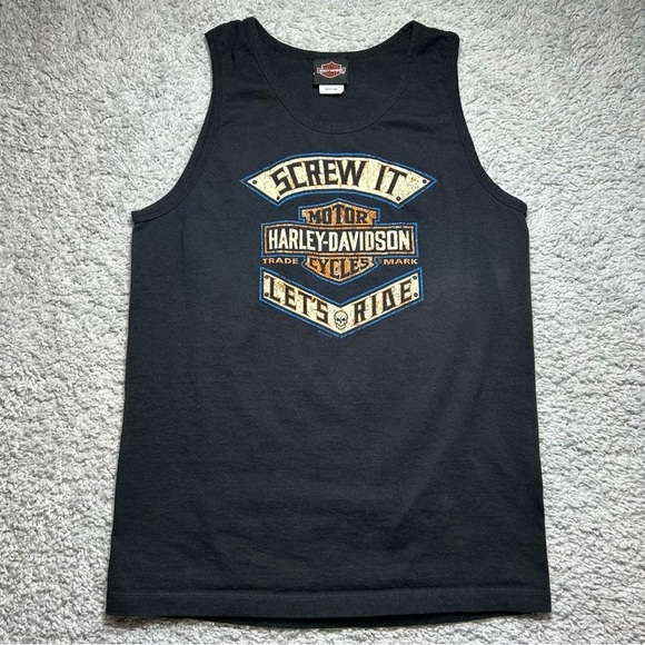 Harley Davidson Shirt Mens Medium Tank Top Screw It Let's Ride Amish Man Police - Picture 3 of 5